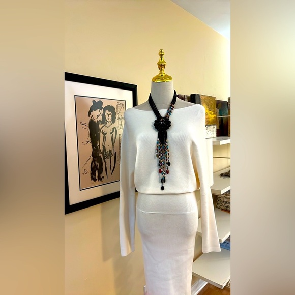 BANANA REPUBLIC, COLLETA, Off-Shoulder Cream Sweater Dress,Sophisticated, Size S - Picture 11 of 15